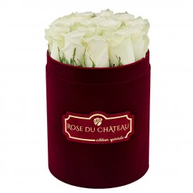 Edition Spéciale Mały Flokowany Box z Białymi Różami Żywymi