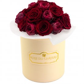 Red Romance Wieczne Piwonie Bouquet w Brzoskwiniowym Boxie