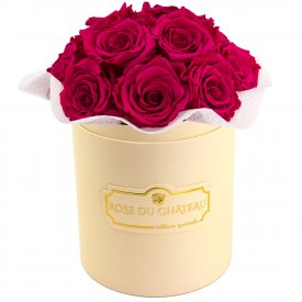 Różowe Wieczne Róże Bouquet w Brzoskwiniowym Boxie