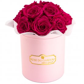 Różowe Wieczne Róże Bouquet w Różowym Boxie