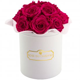 Różowe Wieczne Róże Bouquet w Białym Boxie