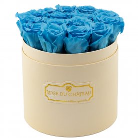 Rose eterne azzurre in flowerbox pesca