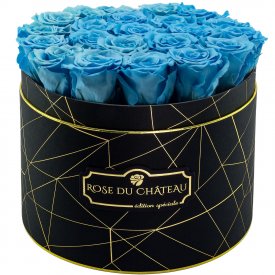 Rose eterne azzurre in flowerbox industriale nero grande