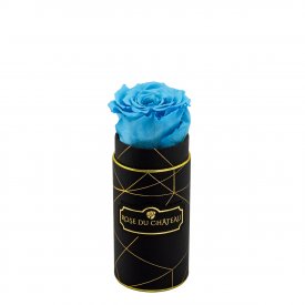 Rosa eterna azurro in flowerbox industriale nero mini