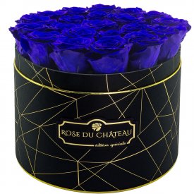 Rose eterne blu in flowerbox industriale nero grande