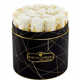 Rose eterne bianche in flowerbox industriale nero