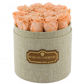Rose eterne crema in flowerbox di lino