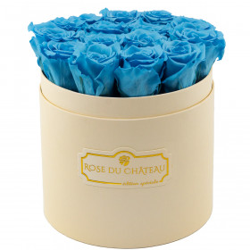 Rose eterne azzurre in flowerbox pesca