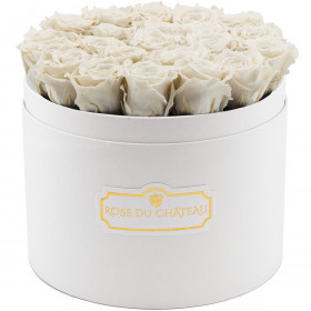 Rose eterne bianche in flowerbox bianco grande