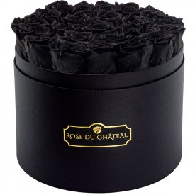 Schwarze Ewige Rosen in schwarzer Rosenbox Large