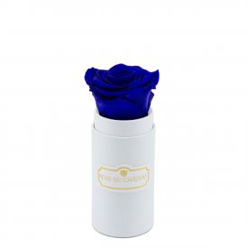 Blaue Ewige Rose in weißer Mini Rosenbox