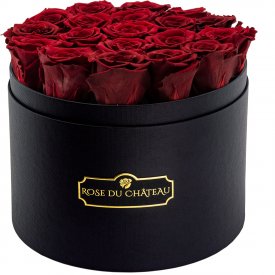 Rote Ewige Rosen in schwarzer Rosenbox Large