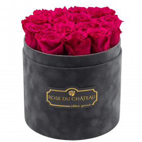 Eternity Pink Roses & Gray Flocked Flowerbox