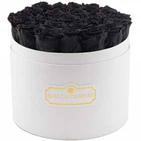Eternity Black Roses & Large White Flowerbox