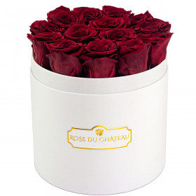 Eternity Red Roses & Round White Flowerbox