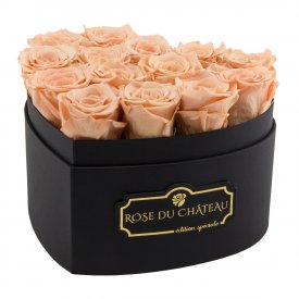 Roses Éternelles Herbées en Boîte „Heart” Noire