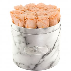 Roses Éternelles Herbées Dans Une Flowerbox Marbre Blanche