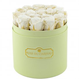 Bílé věčné růže v mátovém flowerboxu