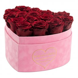 Červené věčné růže v boxu heart - LOVE EDITION