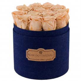 Teefarbene ewige rosen in denim Rosenbox
