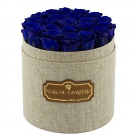 Blaue Ewige Rosen in leinen Rosenbox