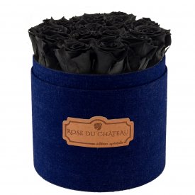 Schwarze Ewige Rosen in denim Rosenbox