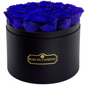 Blaue Ewige Rosen in schwarzer Rosenbox  Large