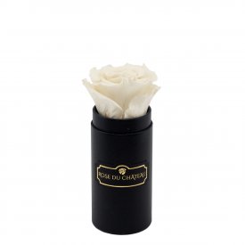 Weiße Ewige Rose in schwarzer Mini Rosenbox