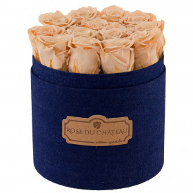 Teefarbene ewige rosen in denim Rosenbox