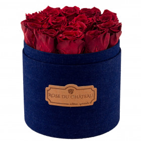Rote Ewige Rosen in denim Rosenbox