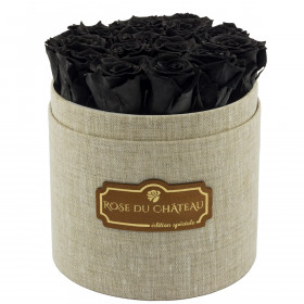 Schwarze Ewige Rosen in leinen Rosenbox
