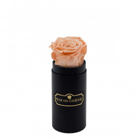 Teefarbene Ewige Rose in schwarzer Mini Rosenbox