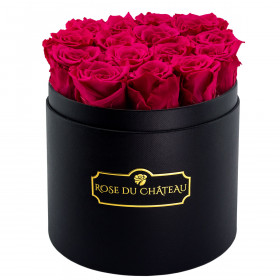 Rosa Ewige Rosen in schwarzer Rundbox