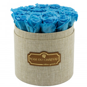 AZURE ETERNITY ROSES & FLAXEN FLOWERBOX