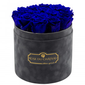 Eternity Blue Roses & Gray Flocked Flowerbox