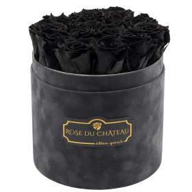 Eternity Black Roses & Gray Flocked Flowerbox