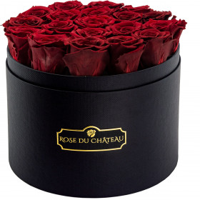 Red Eternity Roses & Black Large Flowerbox