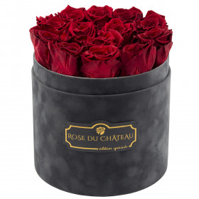 Eternity Red Roses & Gray Flocked Flowerbox