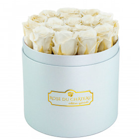 Eternity White Roses & Blue Flowerbox